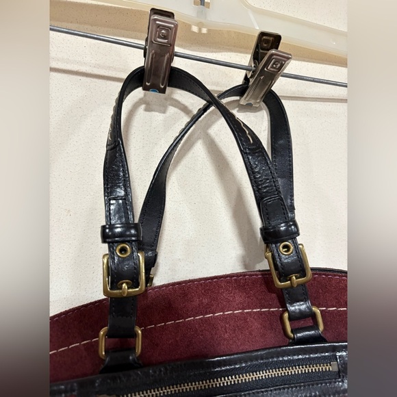 Coach Hamilton Suede Tote Bag Carryall Purse Eggplant Purple - Picture 5 of 11